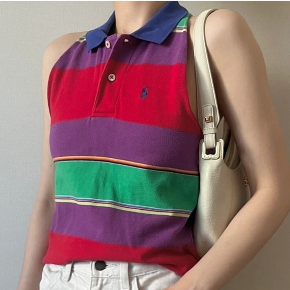 Polo Ralph Lauren NEW women's XL striped racerback halter polo top colorful